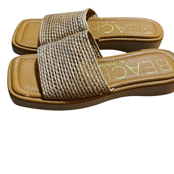 Beach by Matisse Straw Woven Women's Sandals Size 8 Vacation Neutral Coastal - Picture 1 of 8